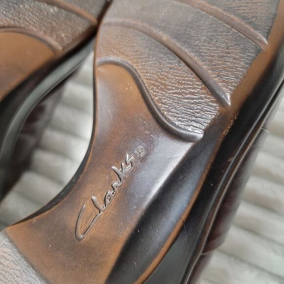 Clarks Bendables Mules 8M Brown Leather Slip-On Comfort Wedge Heels Casual - Picture 8 of 10